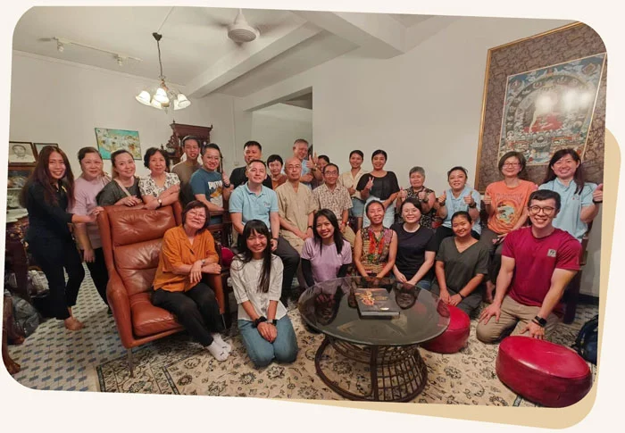 A group photo with the elderly