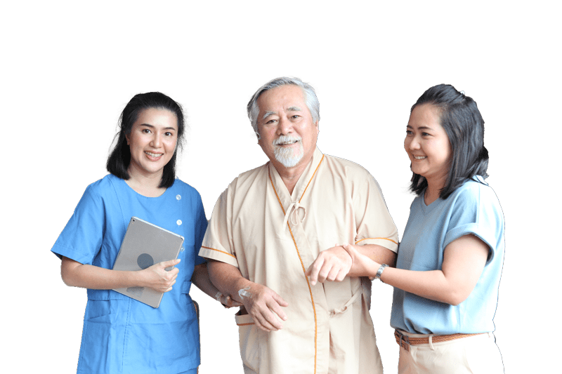 Illustration of a happy senior representing the mission of our care team